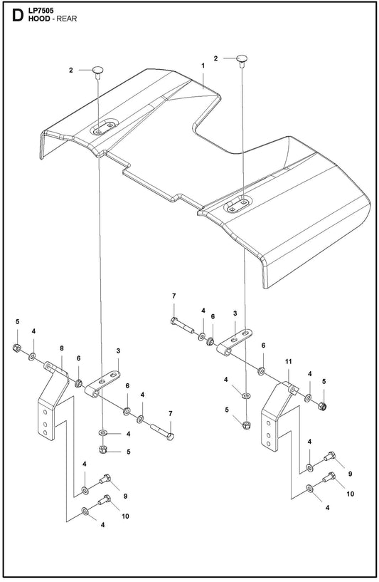 Hood-Rear Parts For LP7505 Walk Behind Roller By Husqvarna