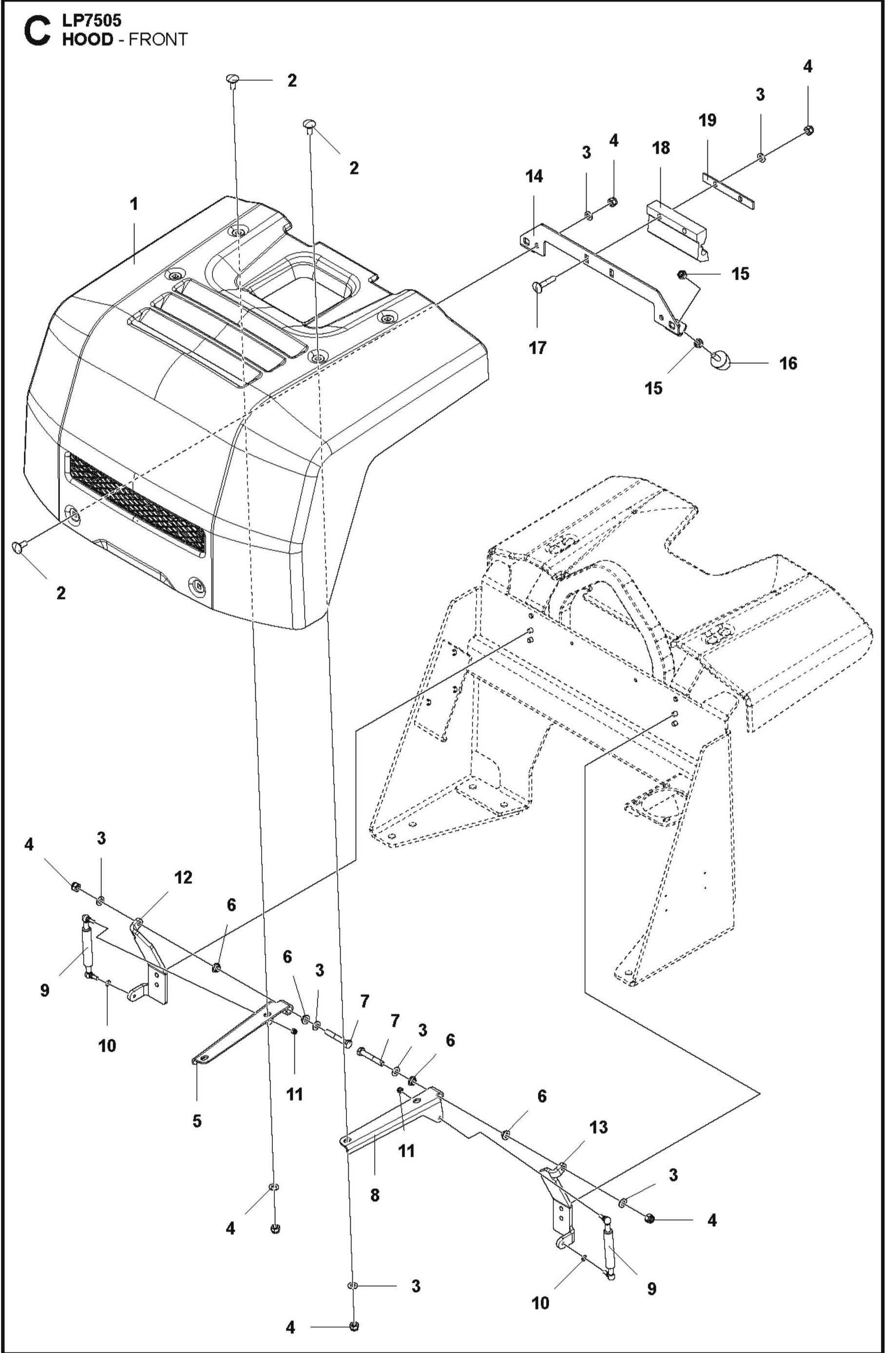 Hood-Front Parts For LP7505 Walk Behind Roller By Husqvarna