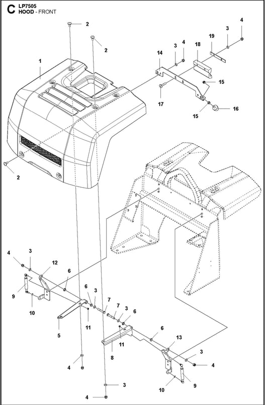 Hood-Front Parts For LP7505 Walk Behind Roller By Husqvarna