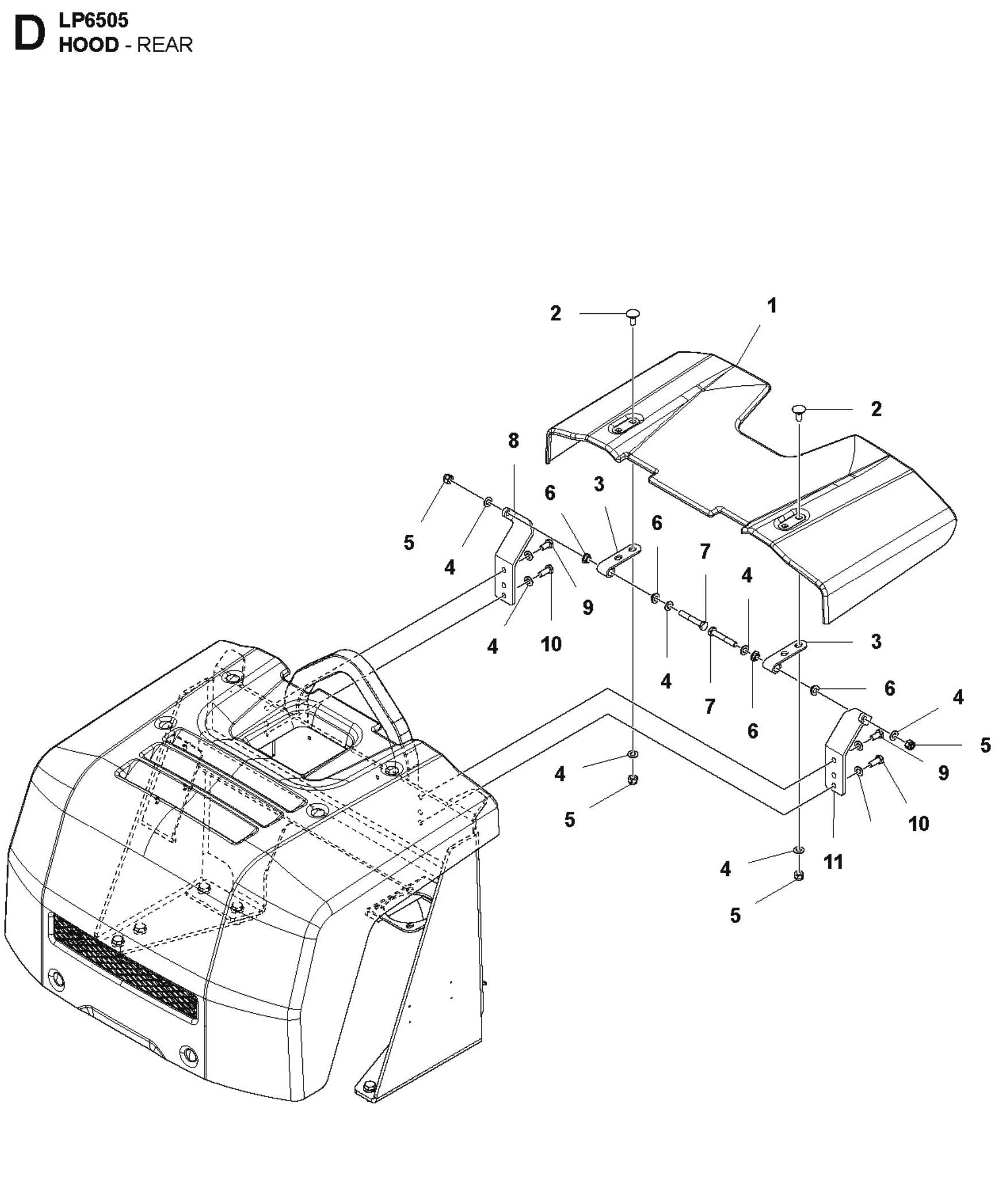 Hood - Rear Parts For LP 6505 Walk Behind Roller By Husqvarna