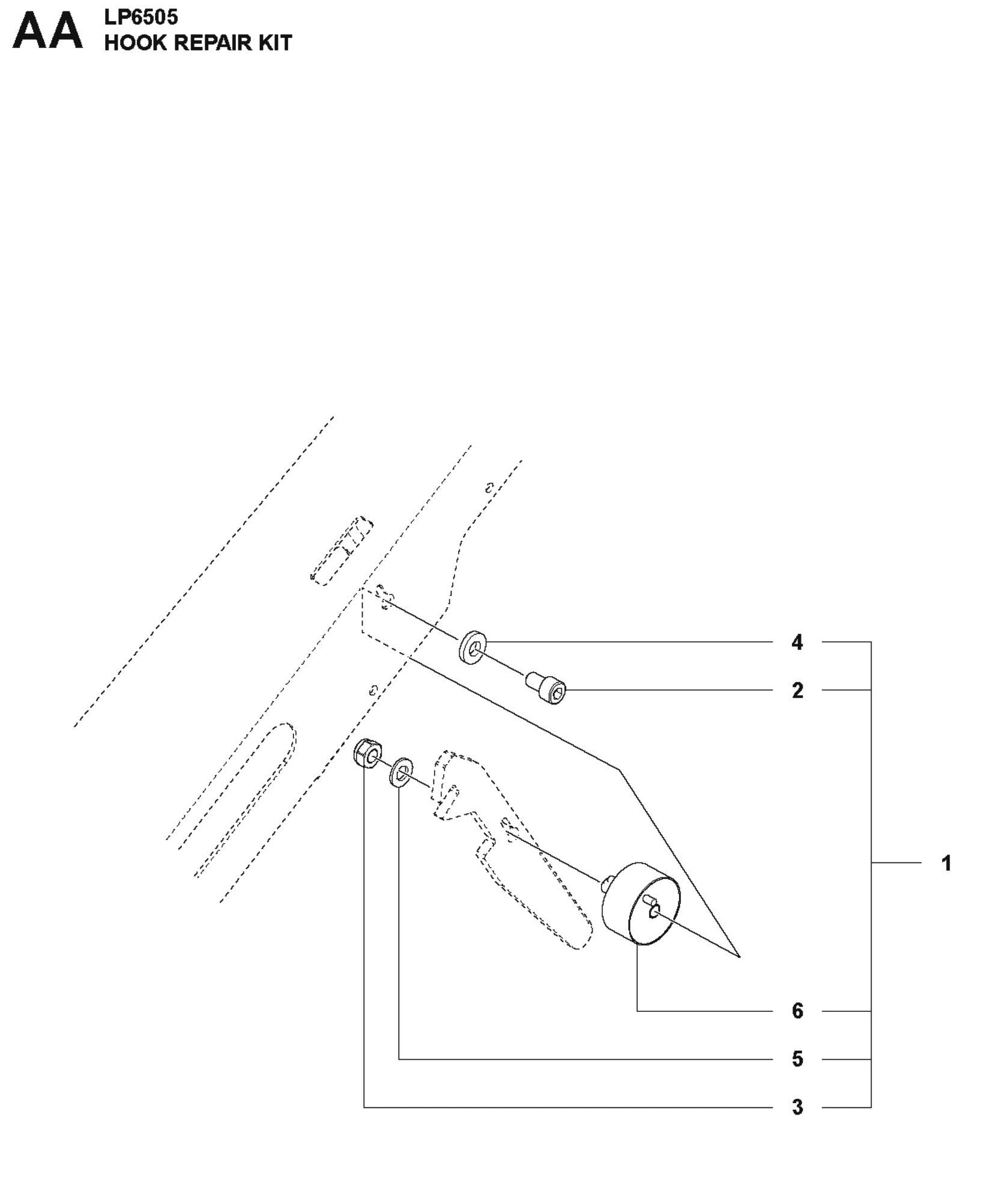 Hook Repair Kit Parts For LP 6505 Walk Behind Roller By Husqvarna
