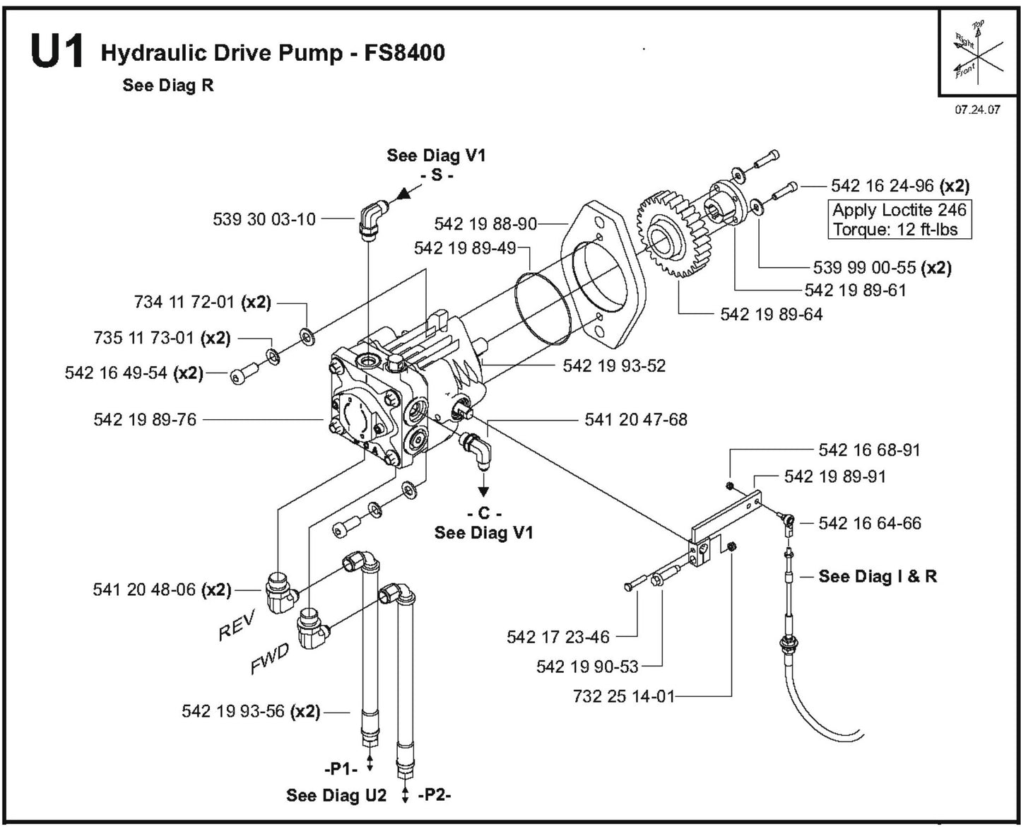 Hydraulic Drive Pump Parts For FS8400D By Husqvarna