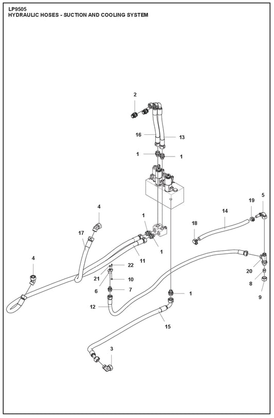 Hydraulic Hoses- Suction And Cooling System Parts For LP9505 Trench Roller By Husqvarna