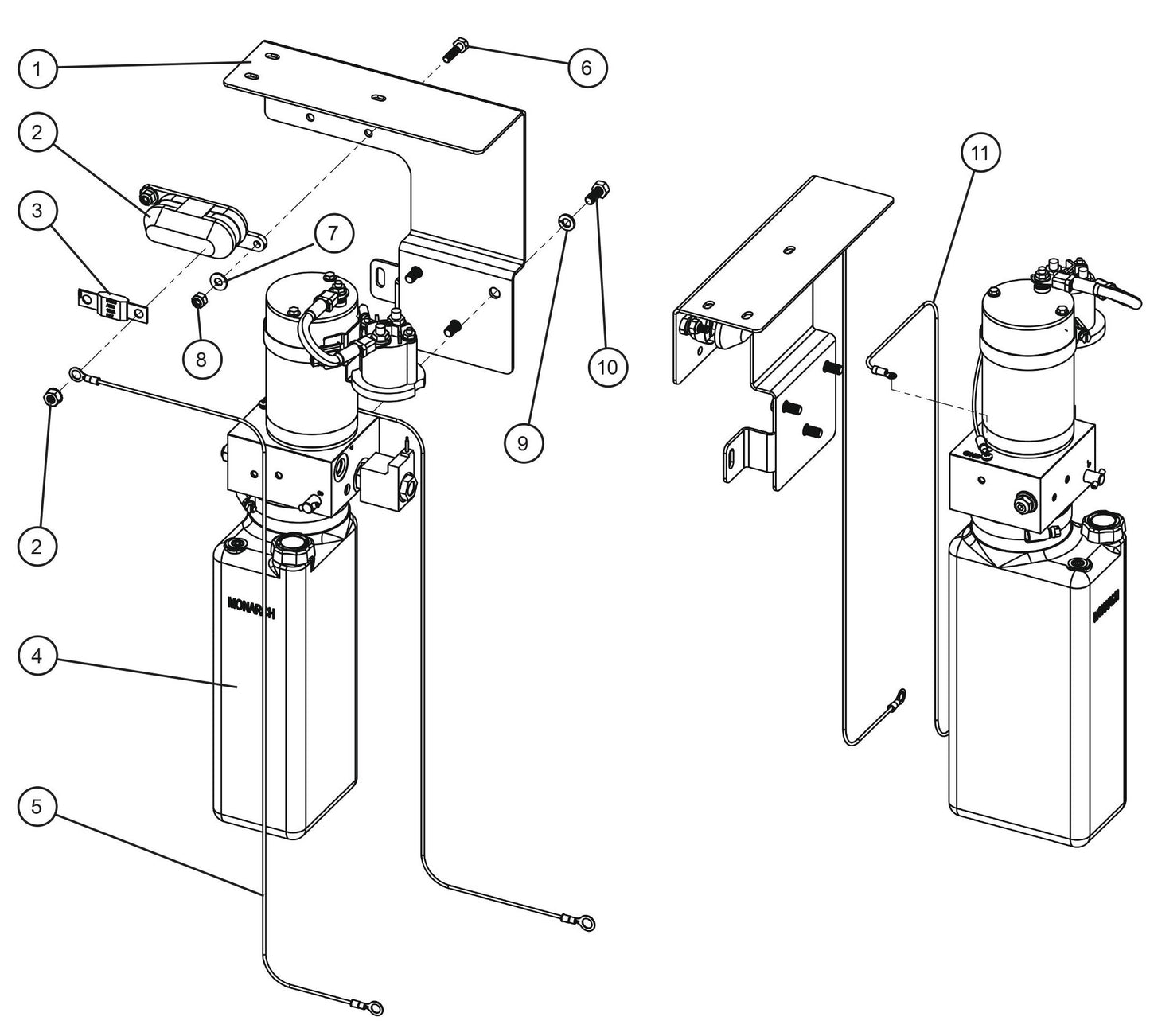 CE V-Series Night Lite Pro II Hydraulic Pump Mount Parts By Allmand