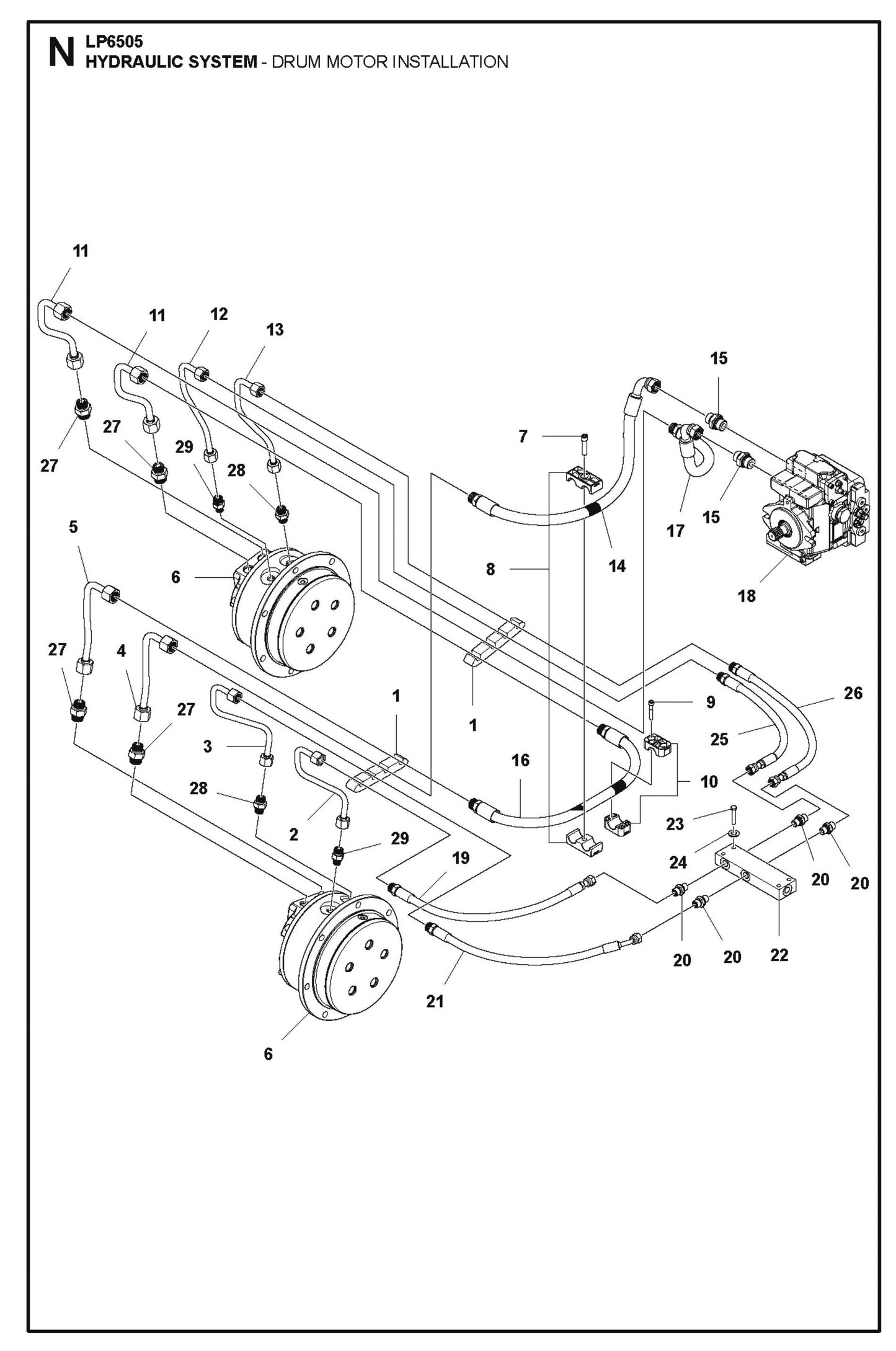 Hydraulic System - Drum Motor Installation Parts For LP 6505 Walk Behind Roller By Husqvarna