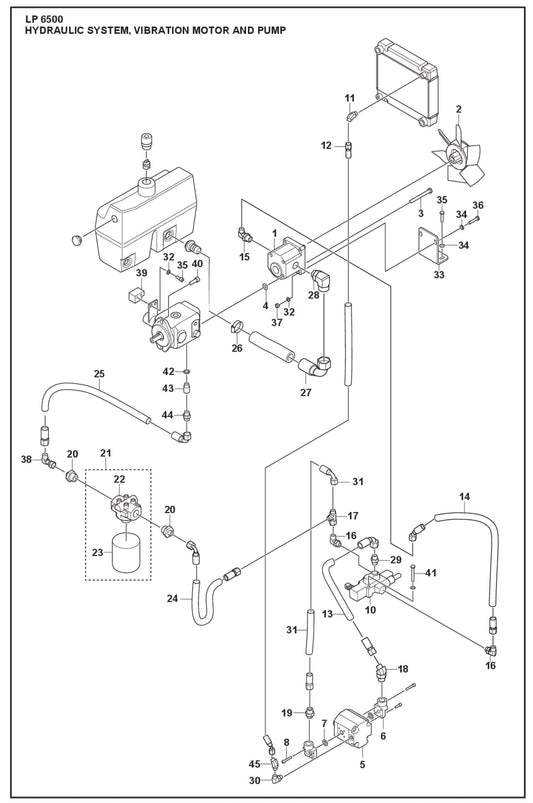 Hydraulic System, Vibration Motor And Pump Parts For LP 6500 Diesel  By Husqvarna