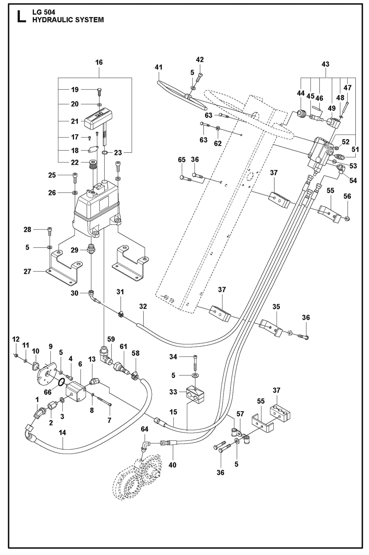 Hydraulic System Parts For LG 504 Reversible Plate Compactor By Husqvarna