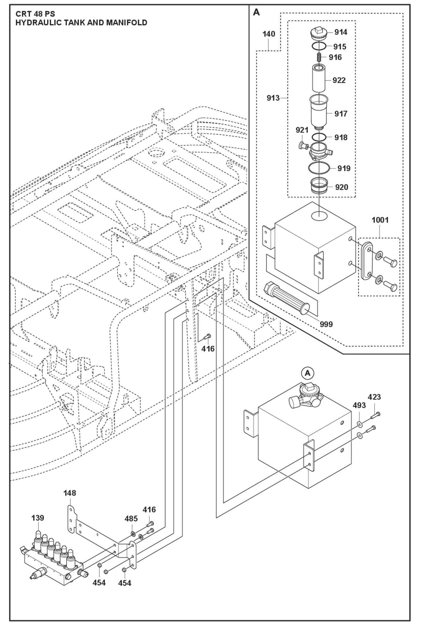 Hydraulic Tank And Manifold Parts For Ride On Trowel CRT 48 Diesel By Husqvarna