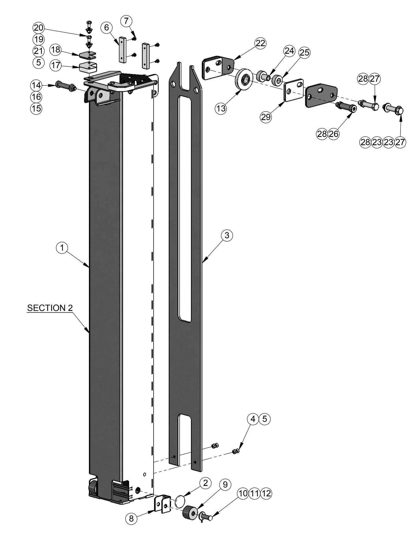 V-Series Maxi-Lite 15-20KW-Hydraulic Tower Sections (2) Parts By Allmand