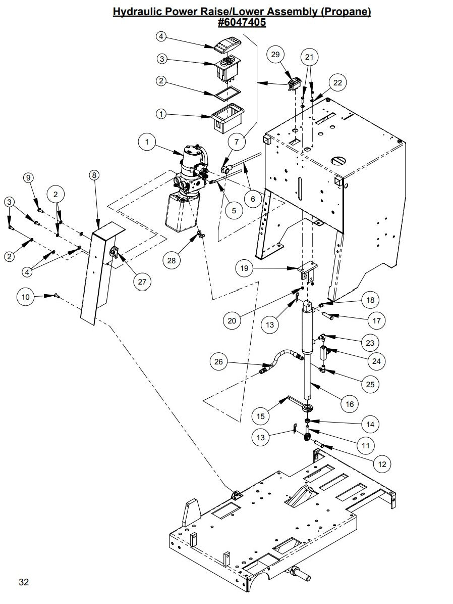 CC2525KCP Propane Hydraulic Power Raise/Lower Assembly Parts