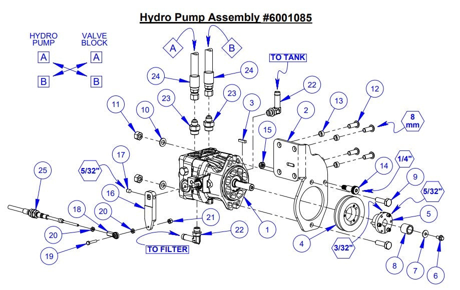 CC5048DCV, CC5048DCV-3 Hydro Pump Assembly Parts