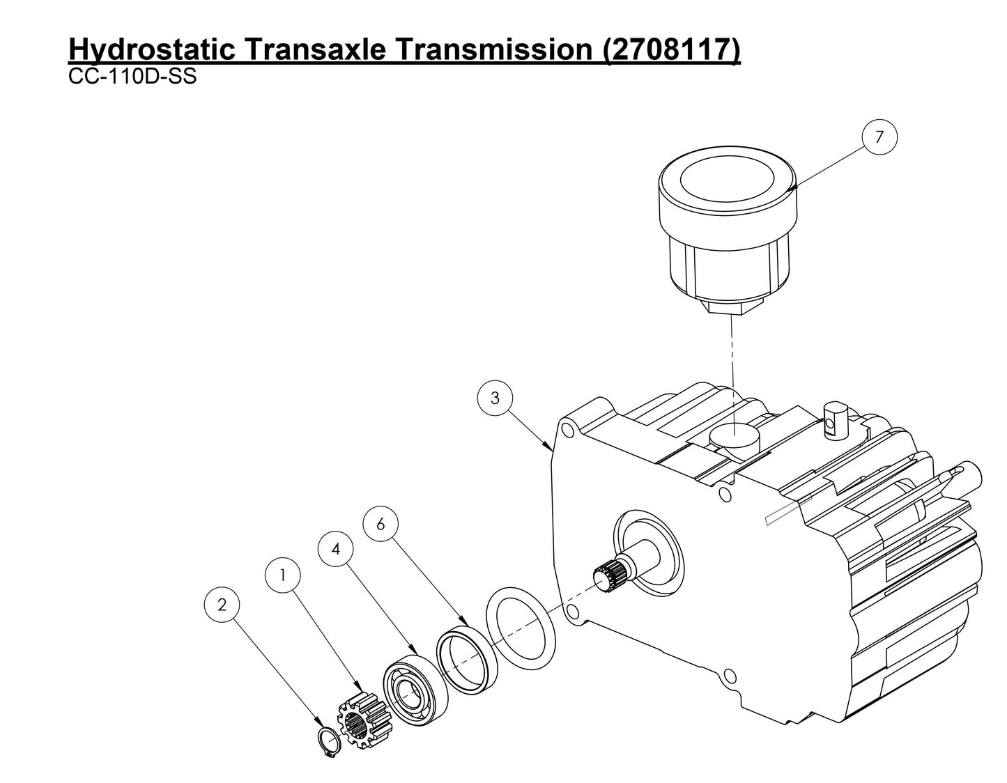 CC-110D-SS Hydrostatic Transaxle Transmission Assembly Parts