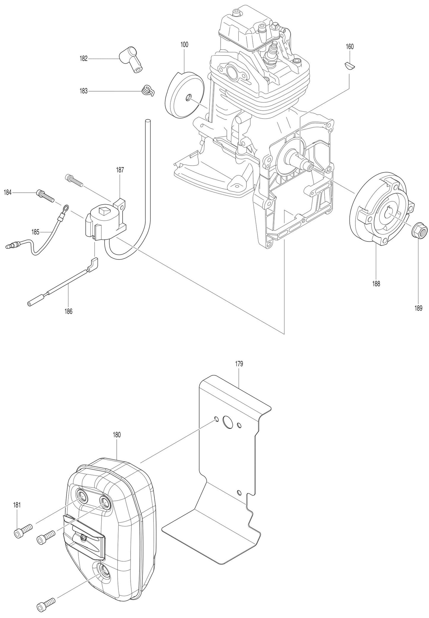 Ignition Coil, Muffler Assembly Parts For EB7660WH, EB7660TH Blower Parts by Makita