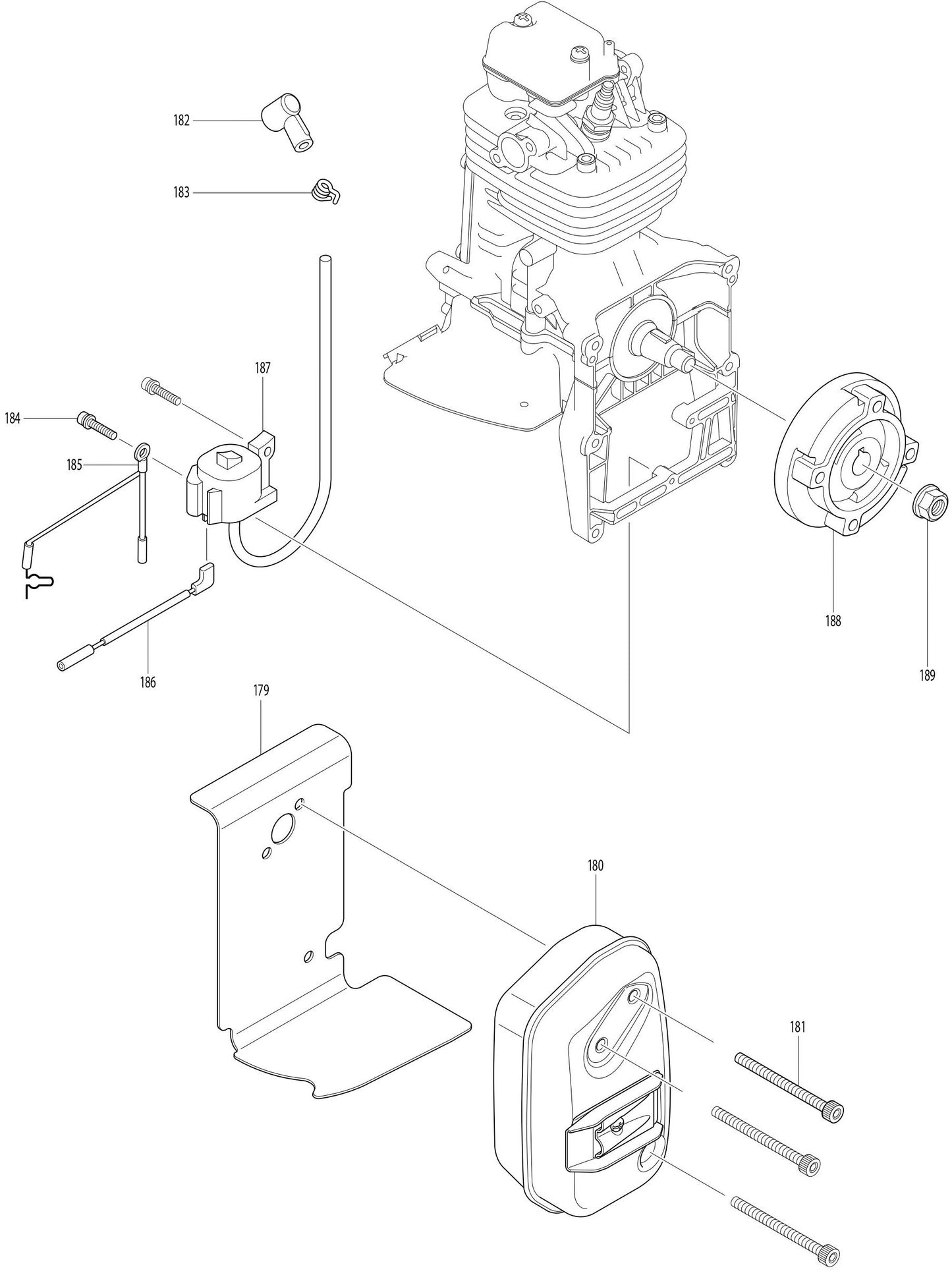Ignition Coil, Muffler Assembly Parts For EB7650WH, EB7650TH Blower parts By Makita