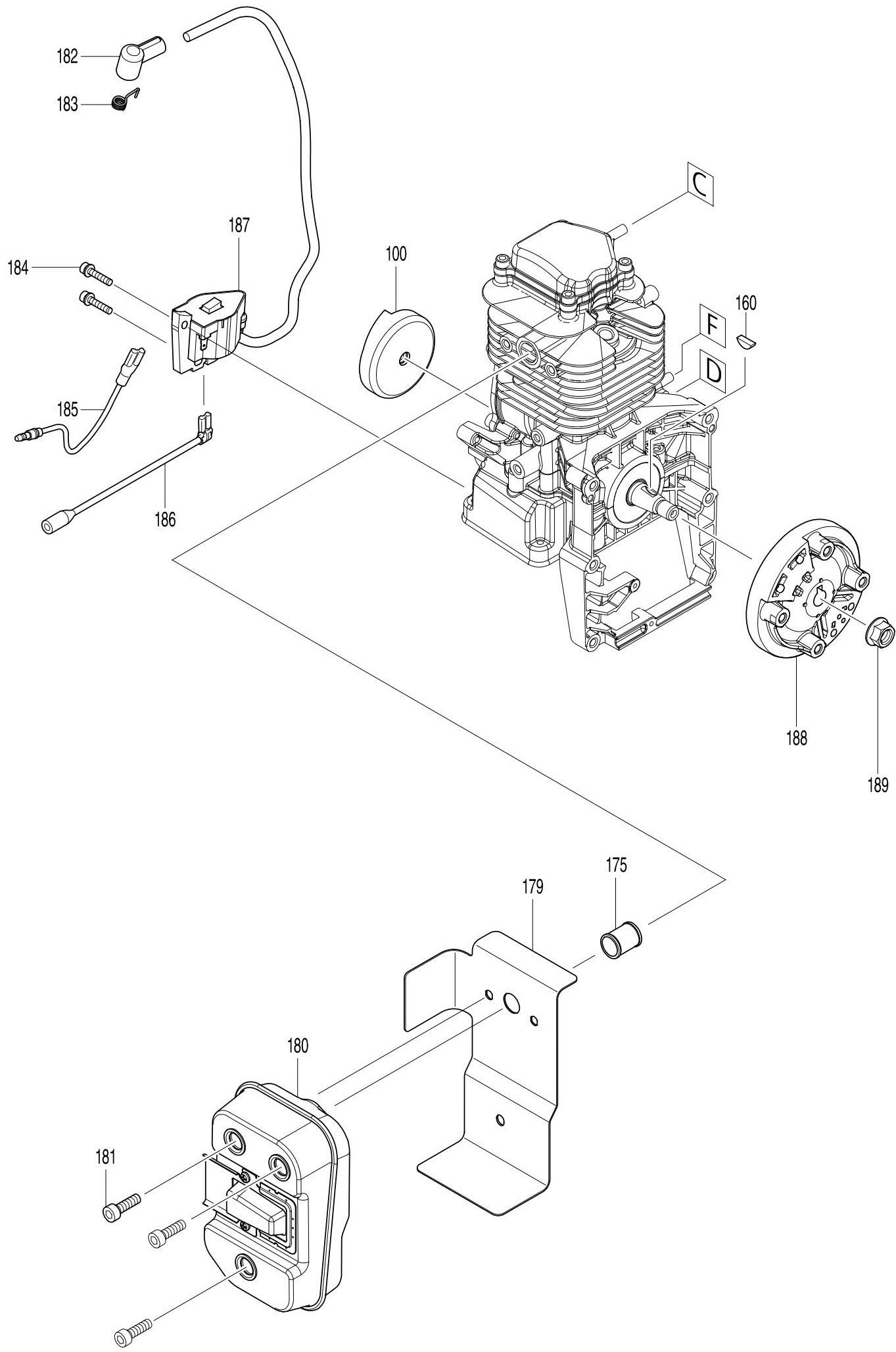 Ignition Coil, Muffler Assembly Parts For EB5300WH, EB5300TH Blower By Makita