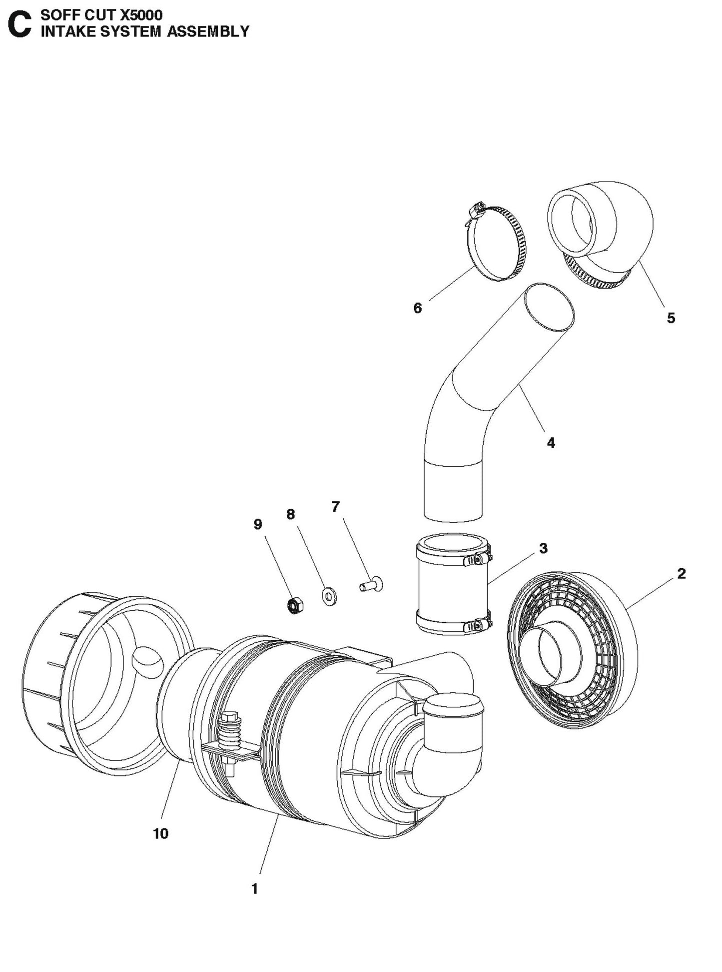 Intake System Assembly Parts For Soff Cut X5000 By Husqvarna