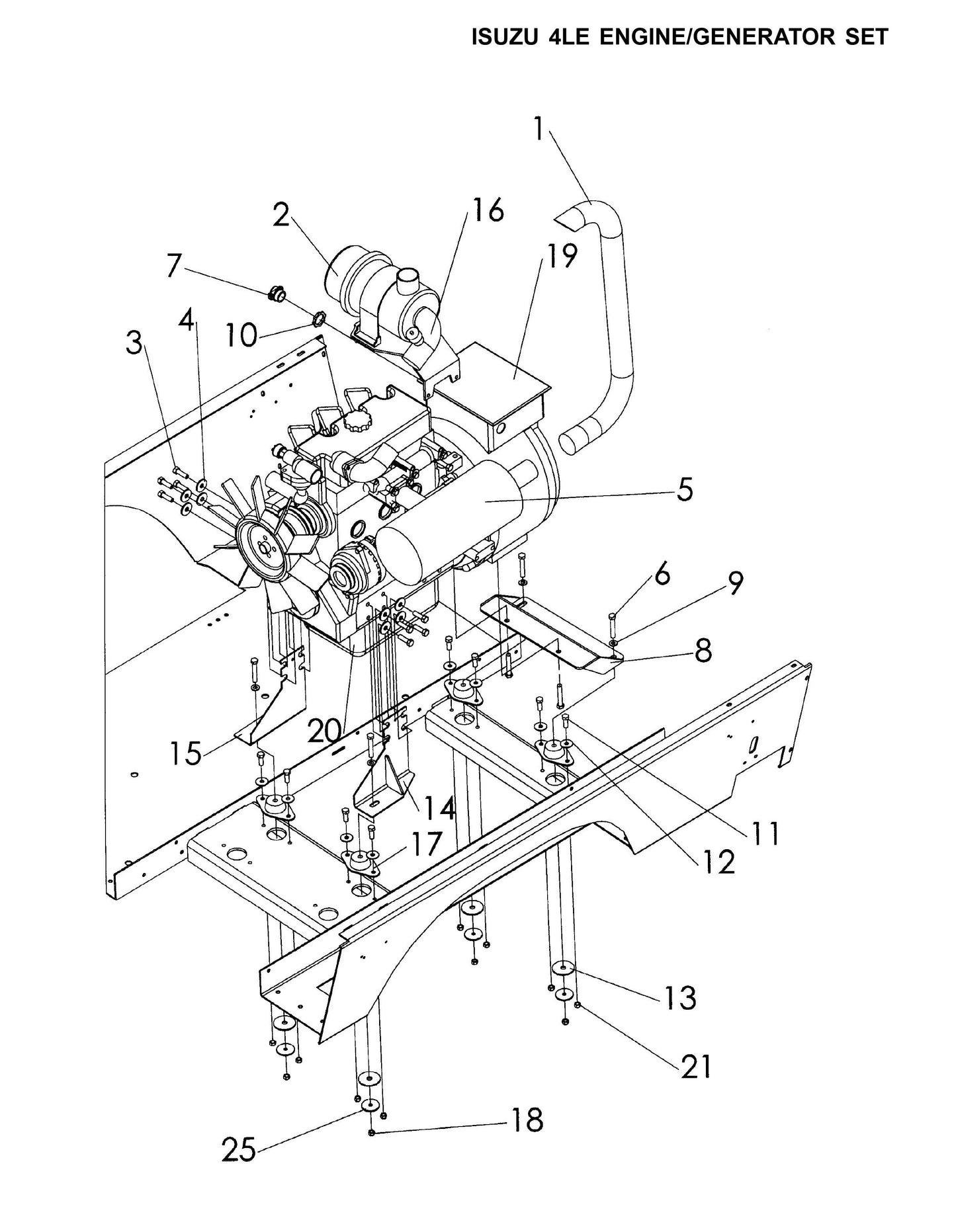 V-Series Maxi-Lite 15-20KW-Isuzu 4LE Engine/Generator Set Parts By Allmand