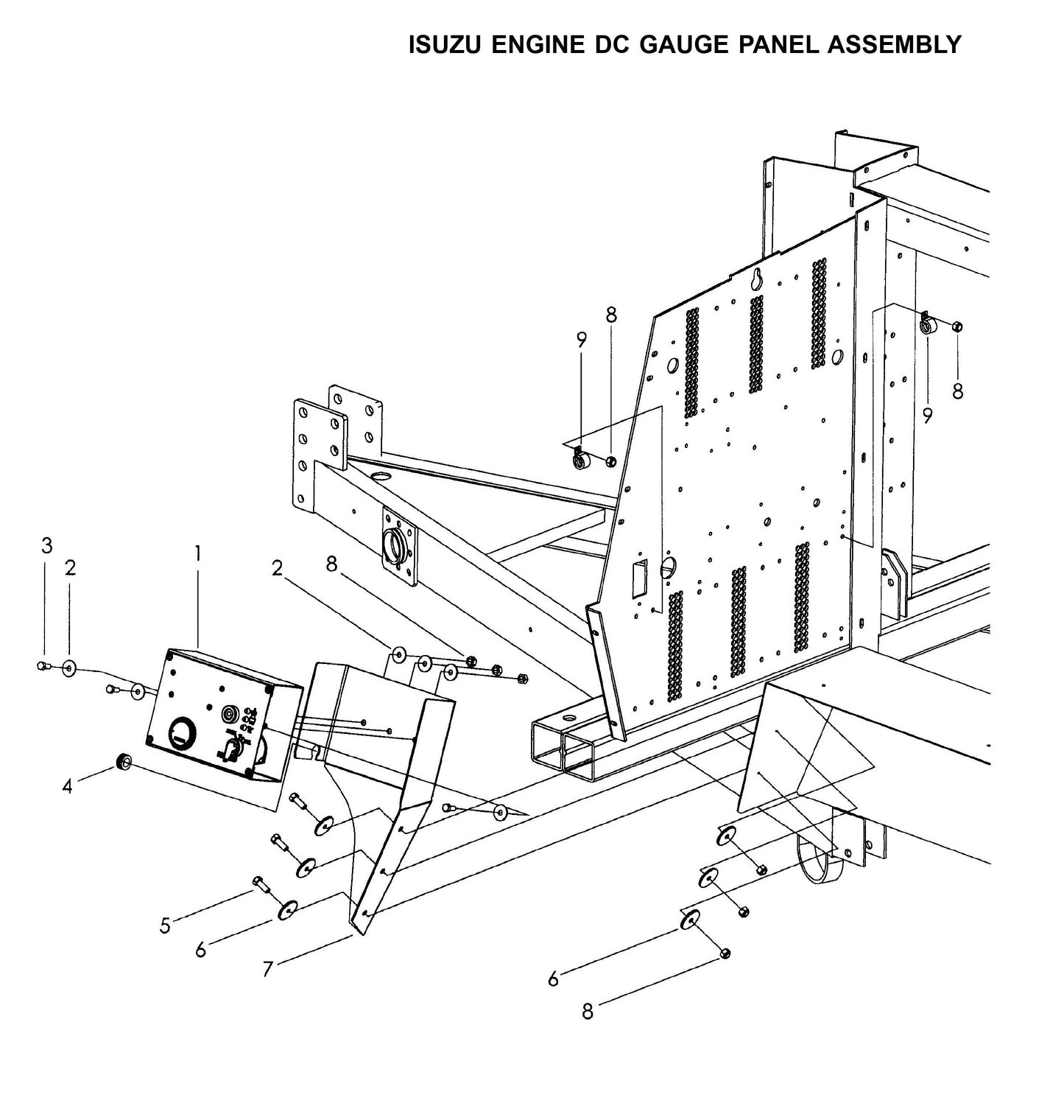 V-Series Maxi-Lite 15-20KW-Isuzu Engine DC Gauge Panel Assembly Parts By Allmand