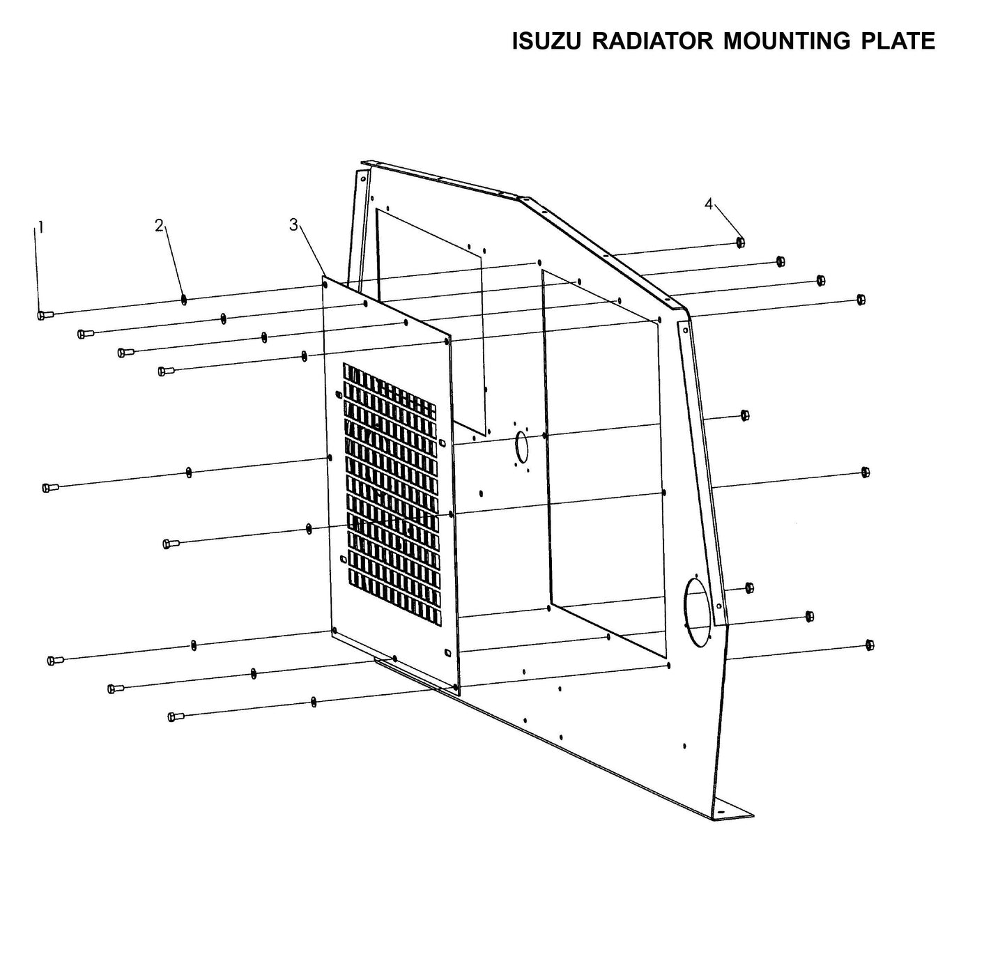 V-Series Maxi-Lite 15-20KW-Isuzu Radiator Mounting Plate Parts By Allmand