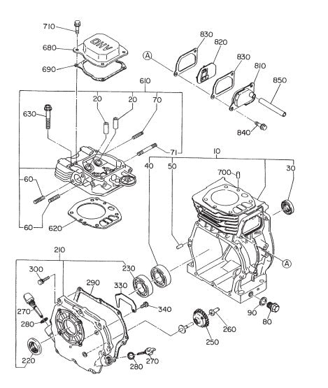 Crankcase Assembly Parts for JA Series Trowels by Multiquip Whiteman