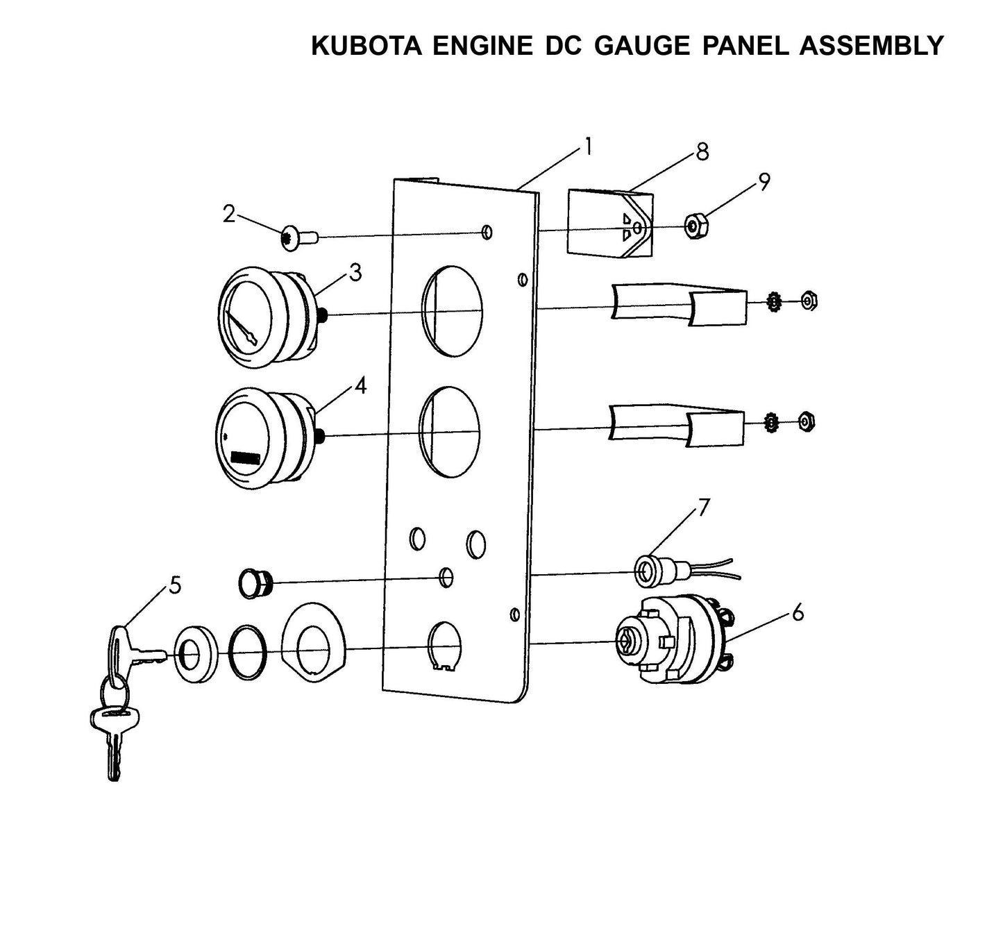 V-Series Maxi-Lite 15-20KW-Kubota Engine DC Gauge Panel Assembly Parts By Allmand