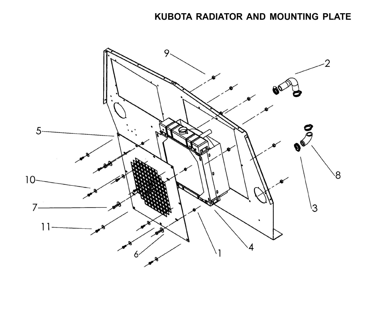 V-Series Maxi-Lite 15-20KW-Kubota Radiator And Mounting Plate Parts By Allmand