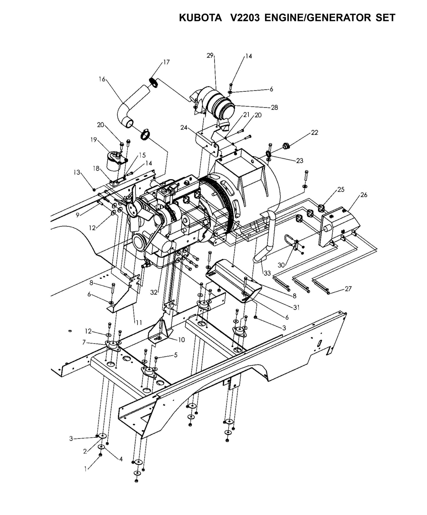 V-Series Maxi-Lite 15-20KW-Kubota V2203 Engine/Generator Set Parts By Allmand