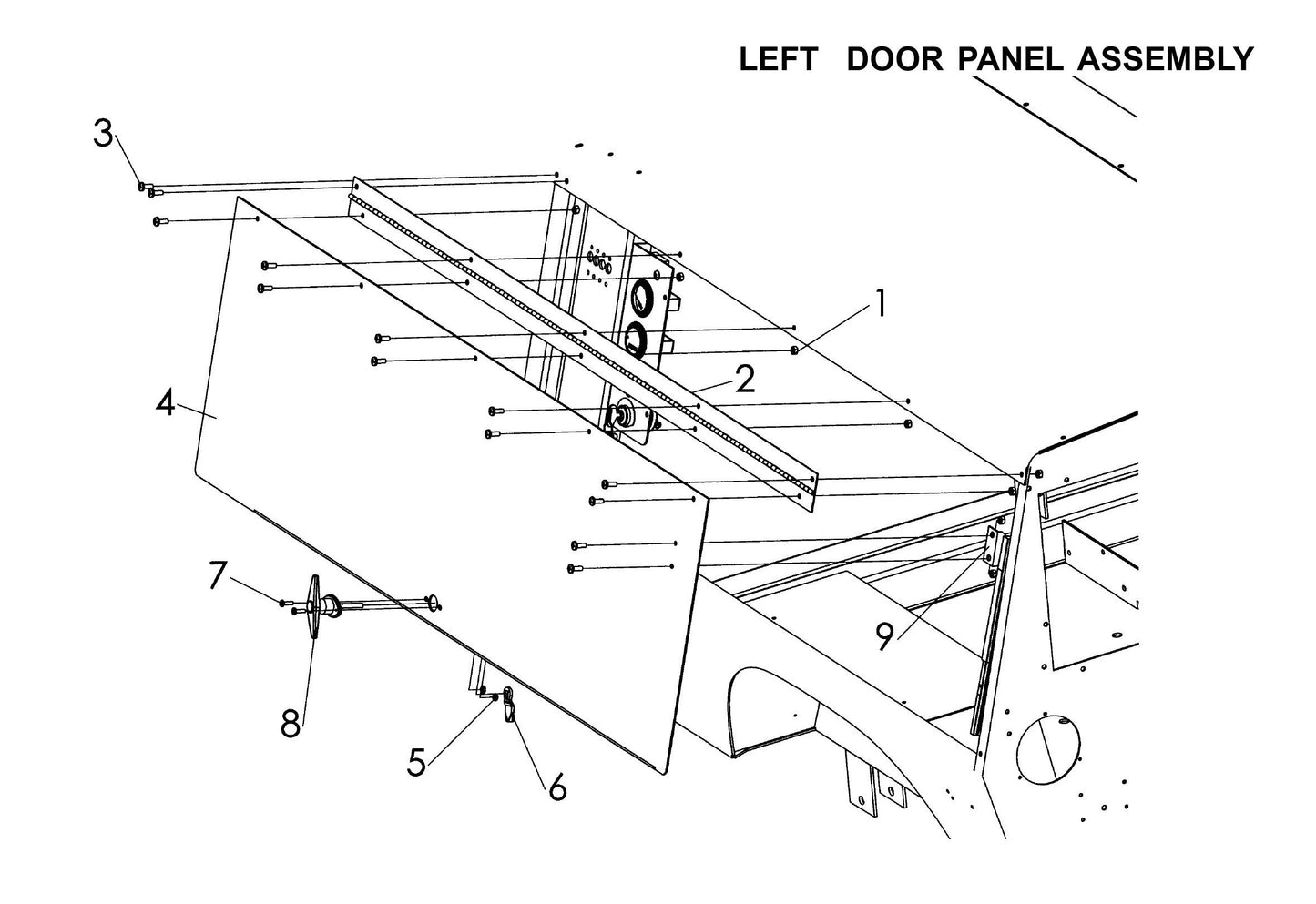 V-Series Maxi-Lite 15-20KW-Left Door Panel Assembly Parts By Allmand