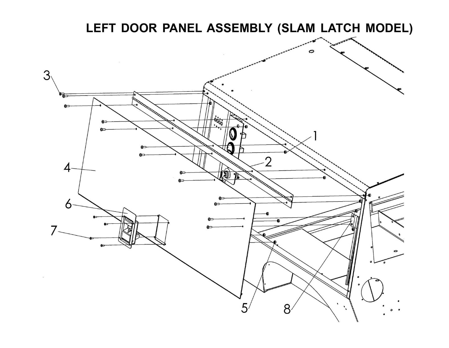 V-Series Maxi-Lite 15-20KW-Left Door Panel Assembly(Slam Latch Model) Parts By Allmand