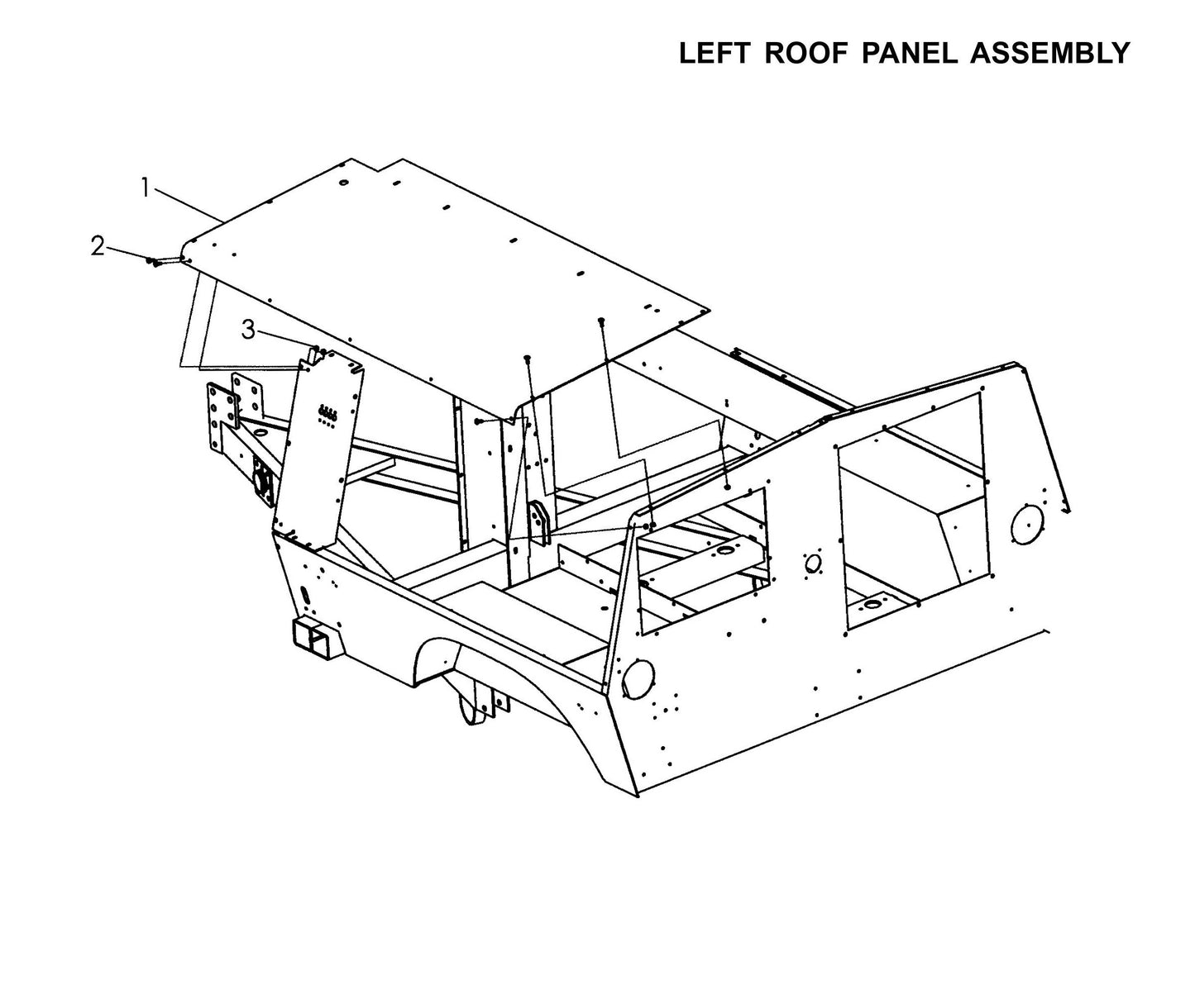 V-Series Maxi-Lite 15-20KW-Left Roof Panel Assembly Parts By Allmand