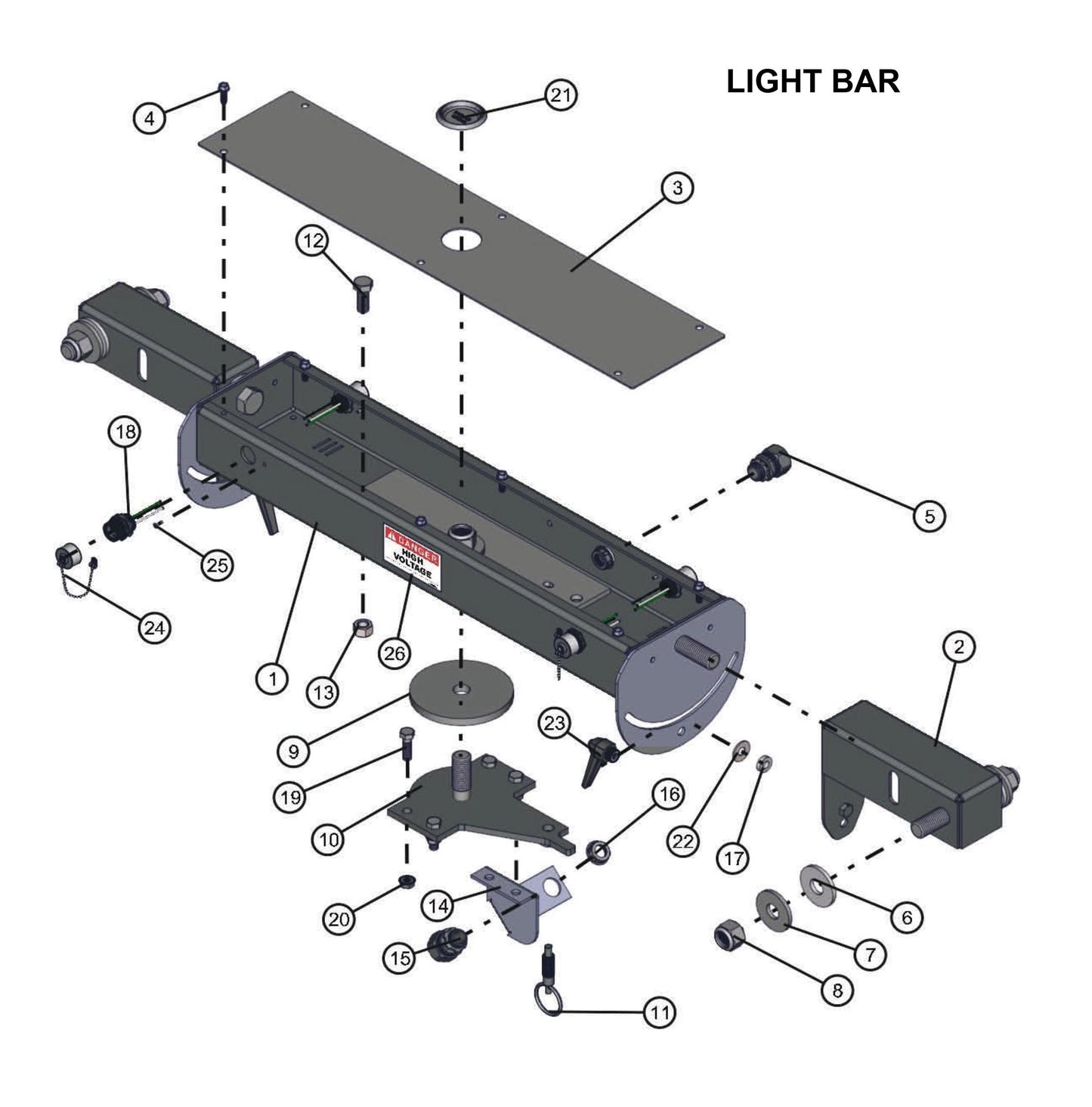 V-Series Maxi-Lite 7.5-8KW-Light Bar (Fig 1) Parts By Allmand