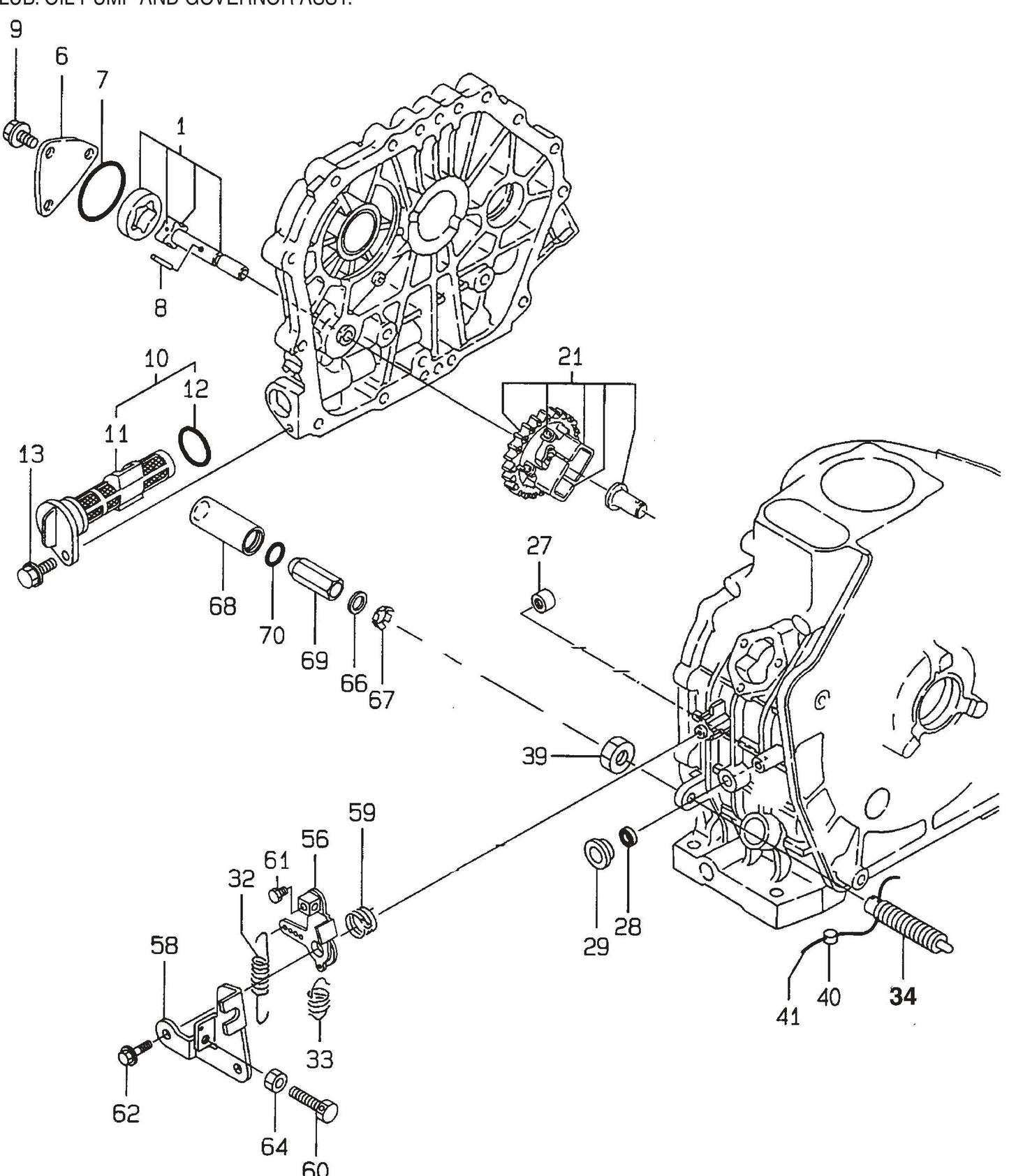 MVH402DSB YANMAR L100EE-DEVMK1 Lub, Oil Pump And Governor Assembly Parts