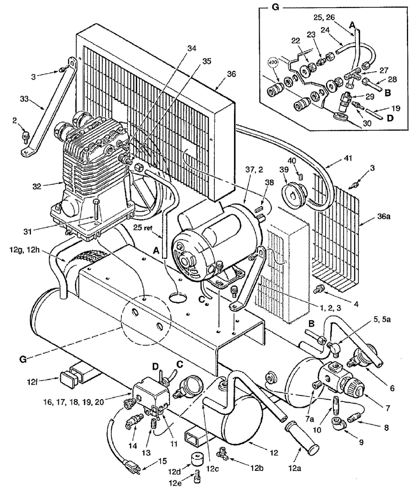 MAC3000 Air Compressor, 1.5 HP Assembly Parts
