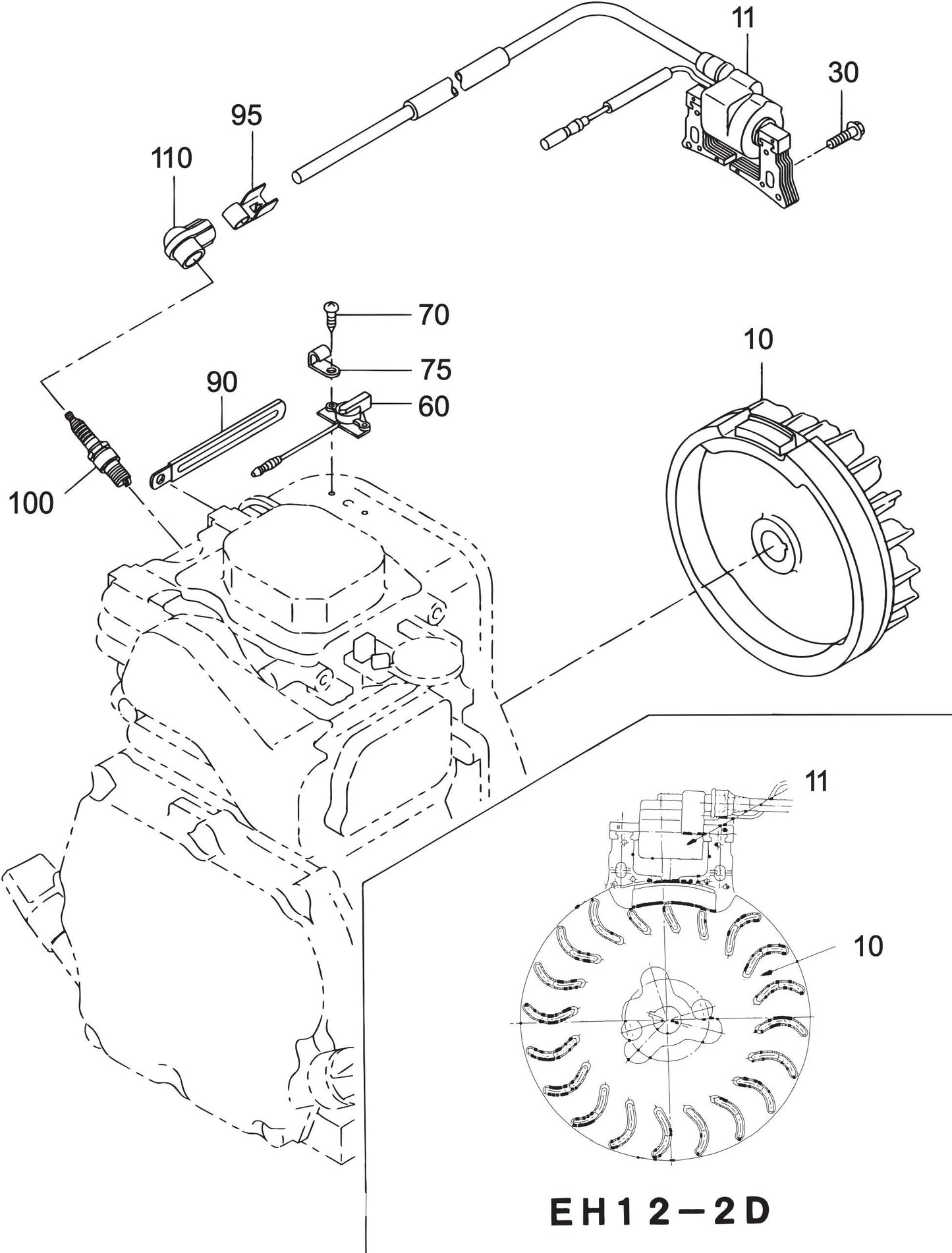MT84FA Robin EH-12-2D46420 Engine Magneto Assembly Parts
