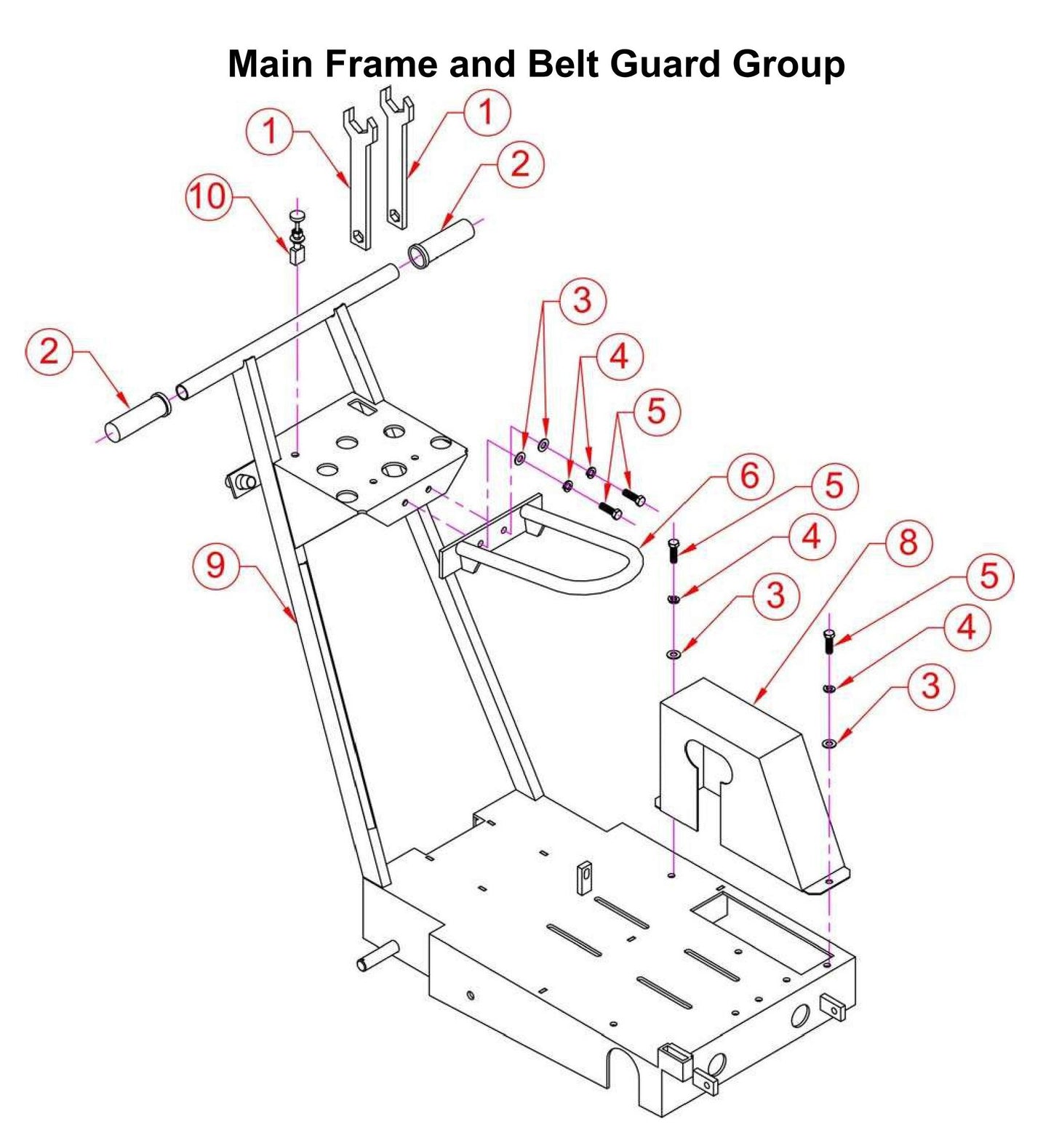 Main Frame and Belt Guard Group Parts By Norton Clippers