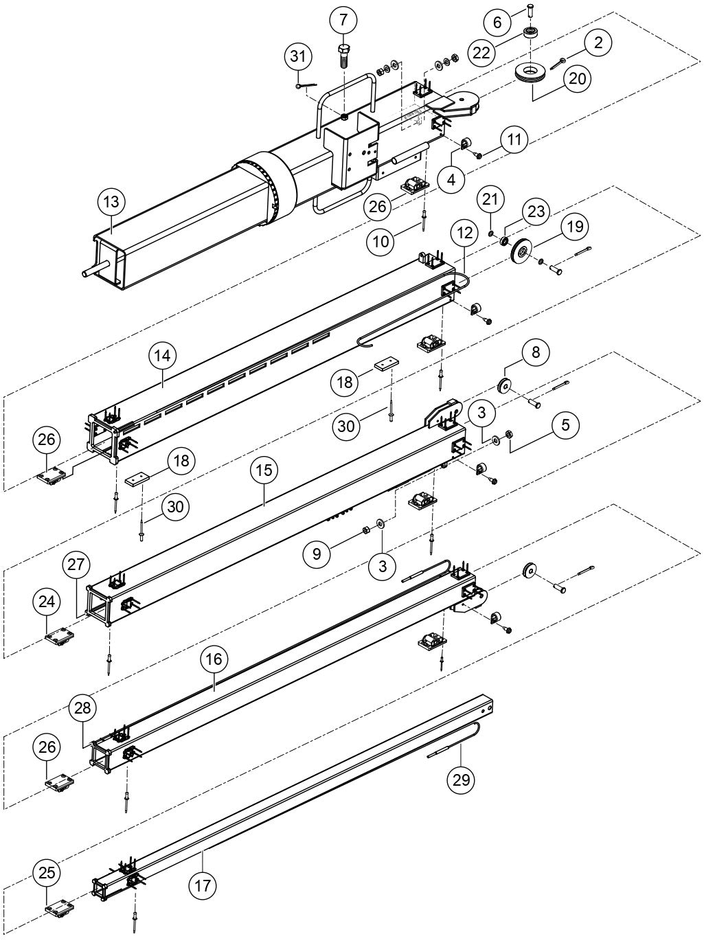 Mast Assembly Parts For LT6KV Light Tower By Multiquip