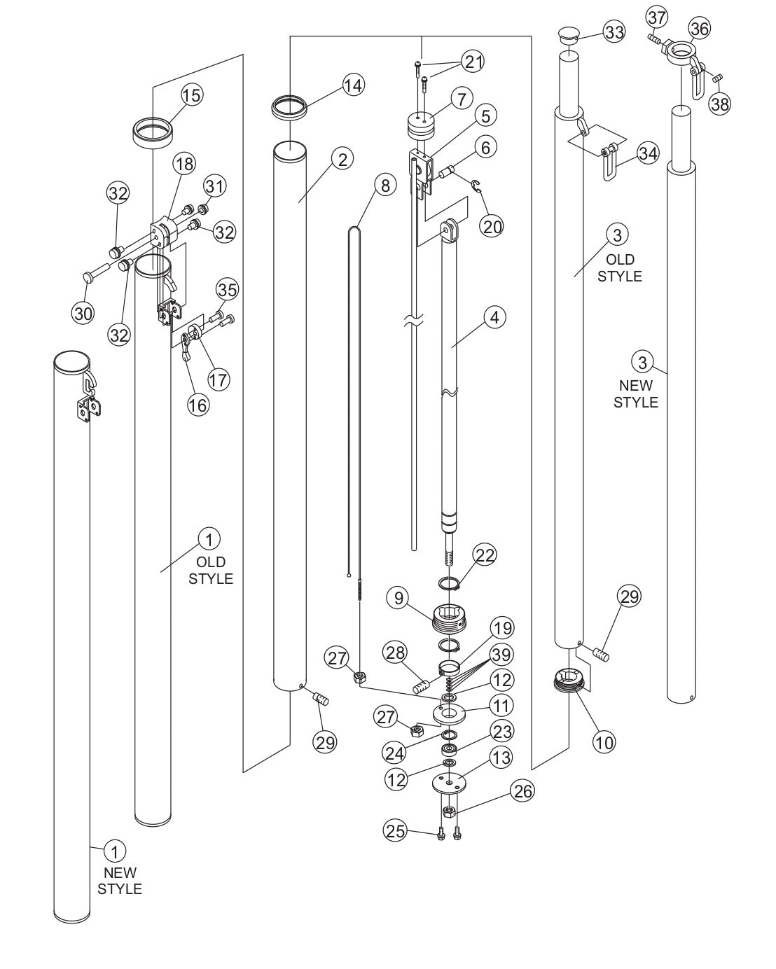GB114BW Mast System Assembly Parts by Multiquip