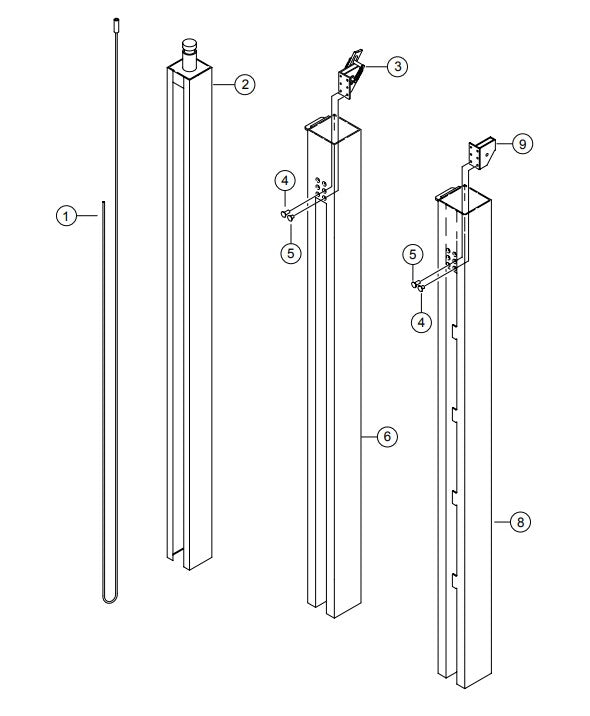 Mast Section Assembly Parts-GB43LED S/N G4100104 and below