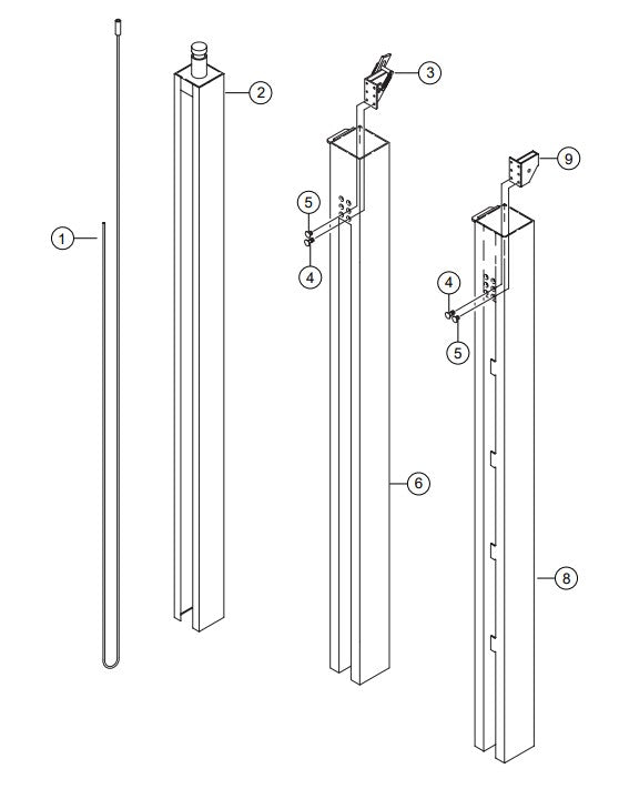 Mast Section Assembly Parts-GB43LED S/N G4100154 AND ABOVE