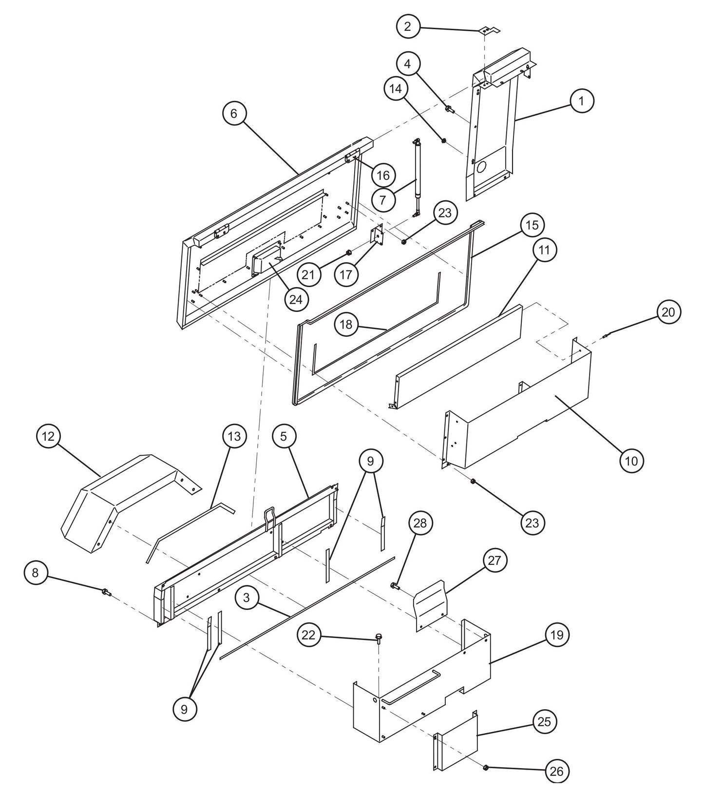 Left Enclosure Panels and Door Assembly Parts for MAXI-AIR 100 T4F (28-000001 and UP) by Allmand