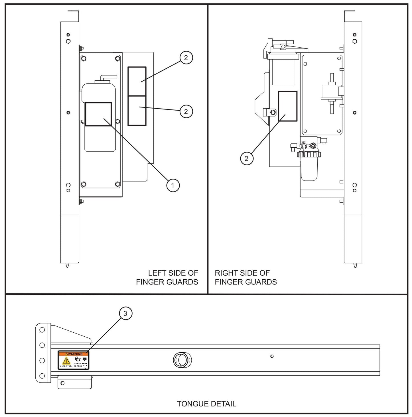Tongue and Finger Guard Decals Assembly Parts for MAXI-AIR 100 T4F (28-000001 and UP) by Allmand