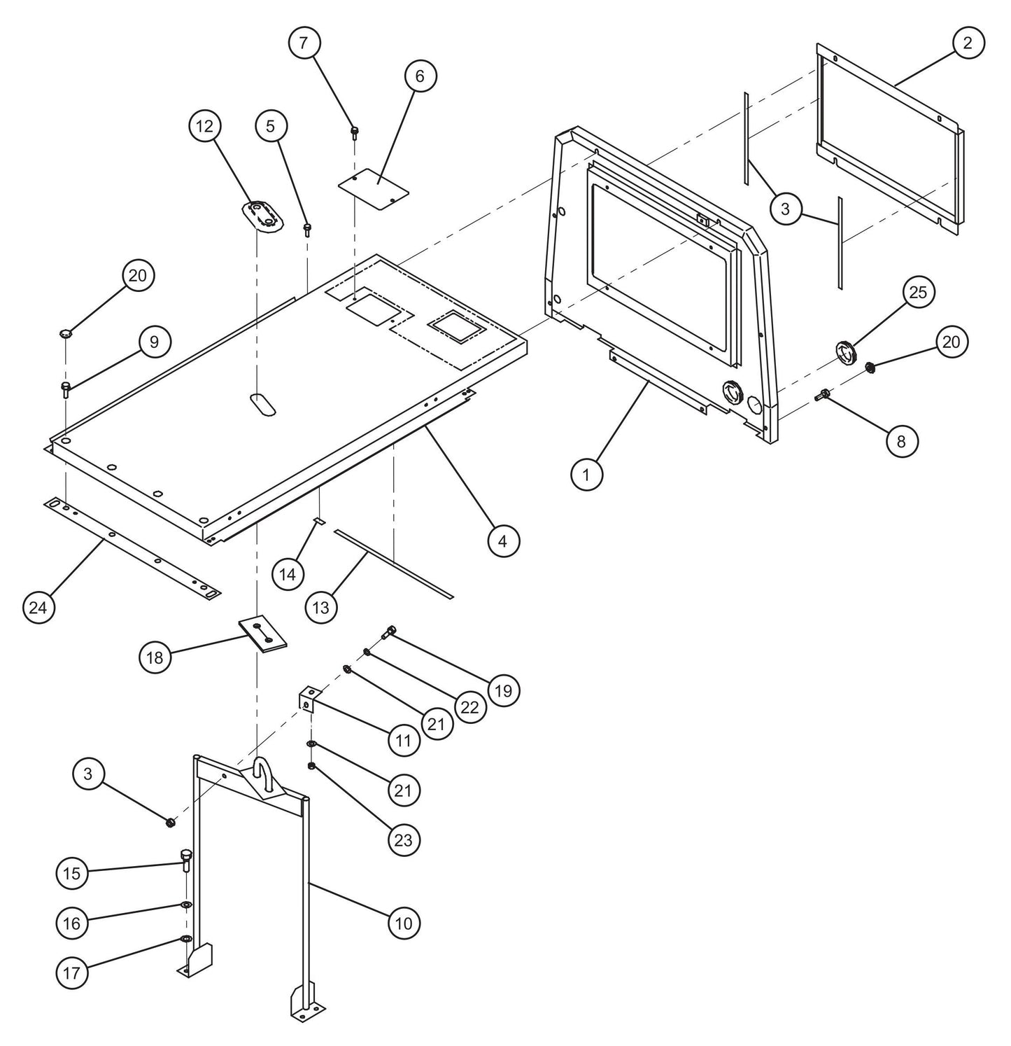 Front and Top Enclosure Panels Assembly Parts for MAXI-AIR 100 T4F (28-000001 and UP) by Allmand