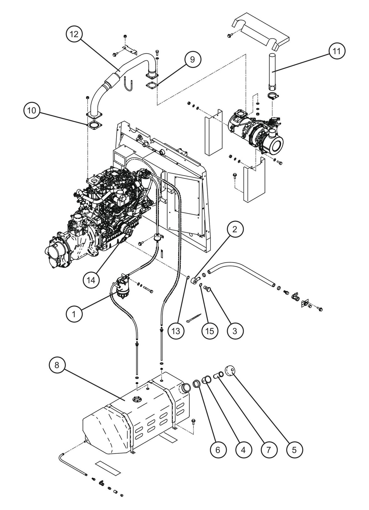 Engine Exhaust and Fuel Line Group Assembly Parts for MAXI-AIR 185 (19-000001 and UP) by Allmand