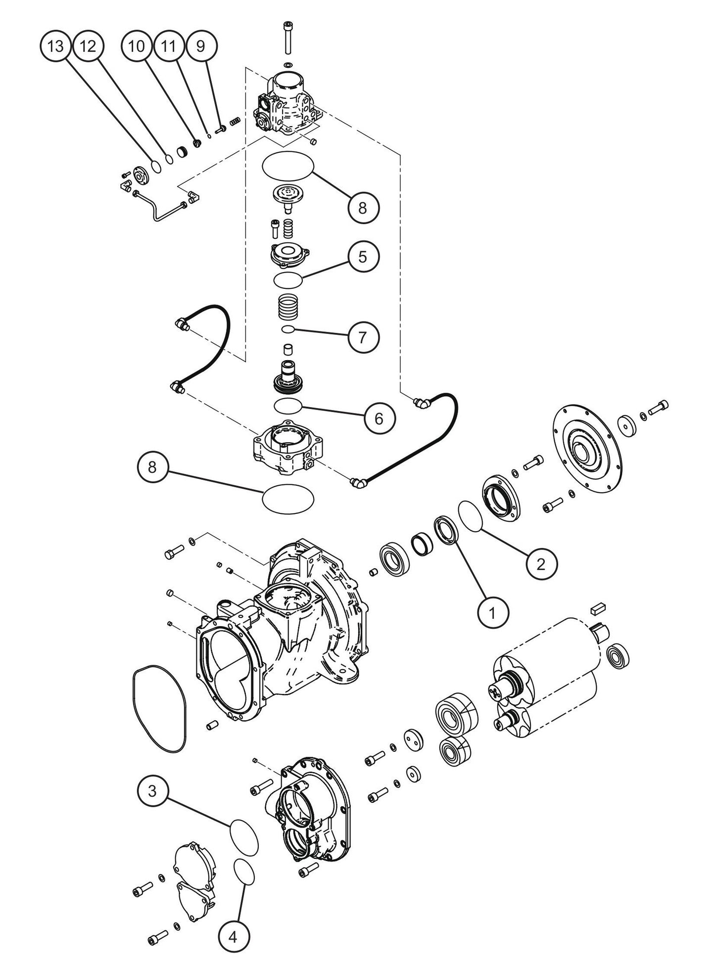 Air End Assembly Group Parts for MAXI-AIR 185 (19-000001 and UP) by Allmand