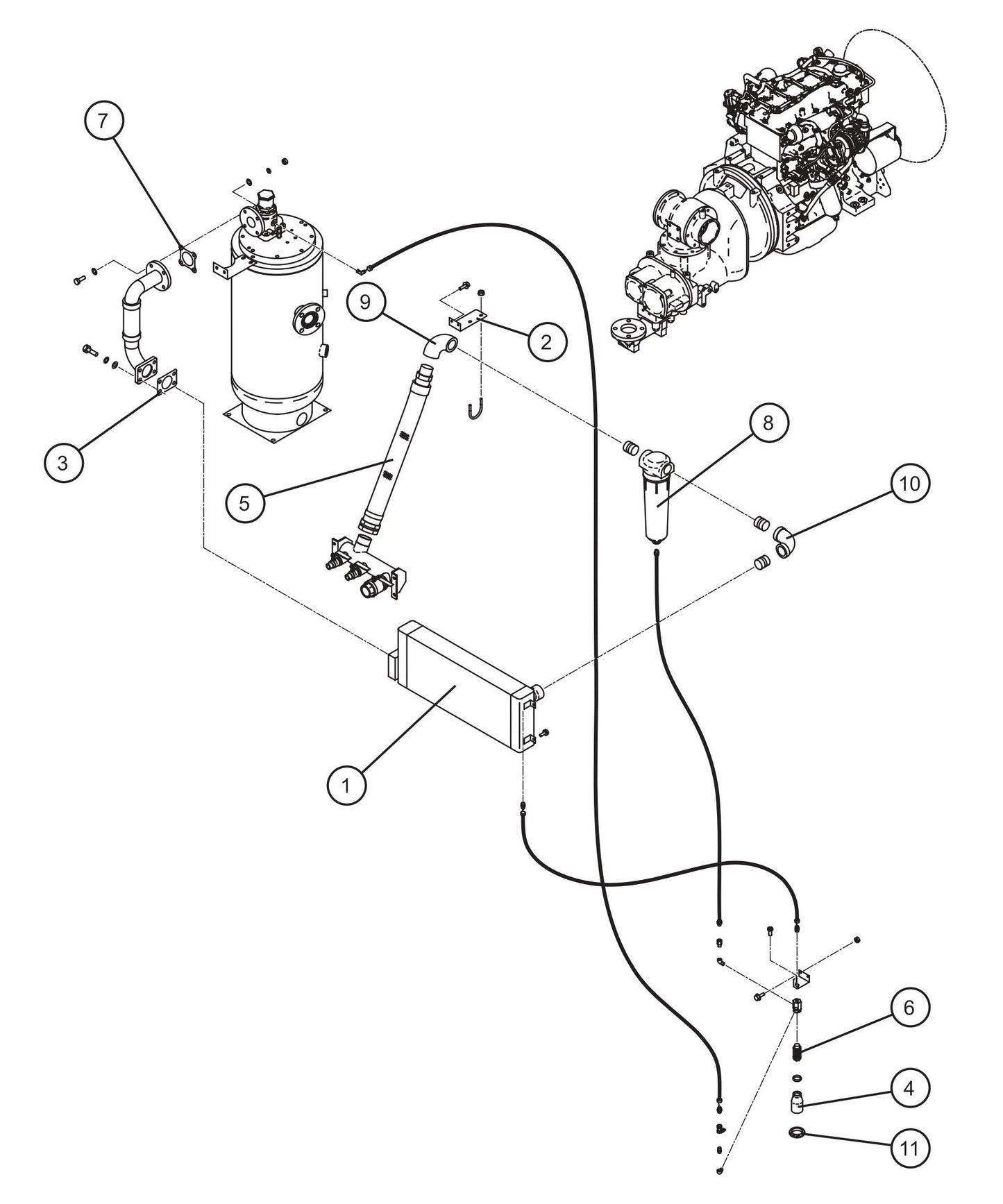 Service Header with Aftercooler Assembly Parts for MAXI-AIR 400 T4F (20-000001 and UP) by Allmand