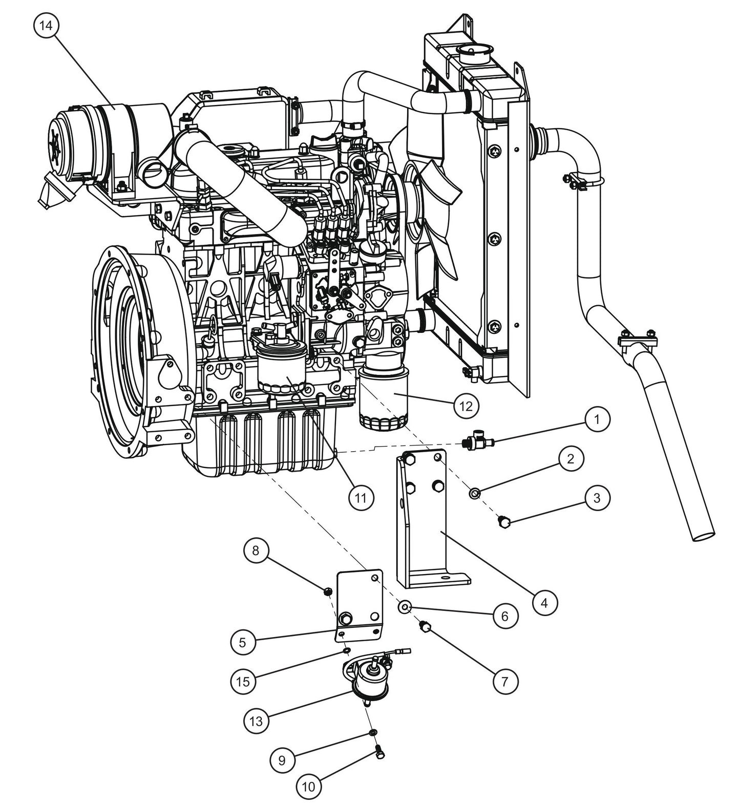 Kubota D1105 Engine JB Radiator Assembly Group (2 of 3) Parts for Maxi-Heat 1MBTU (36-000001 to 36-999999) by Allmand