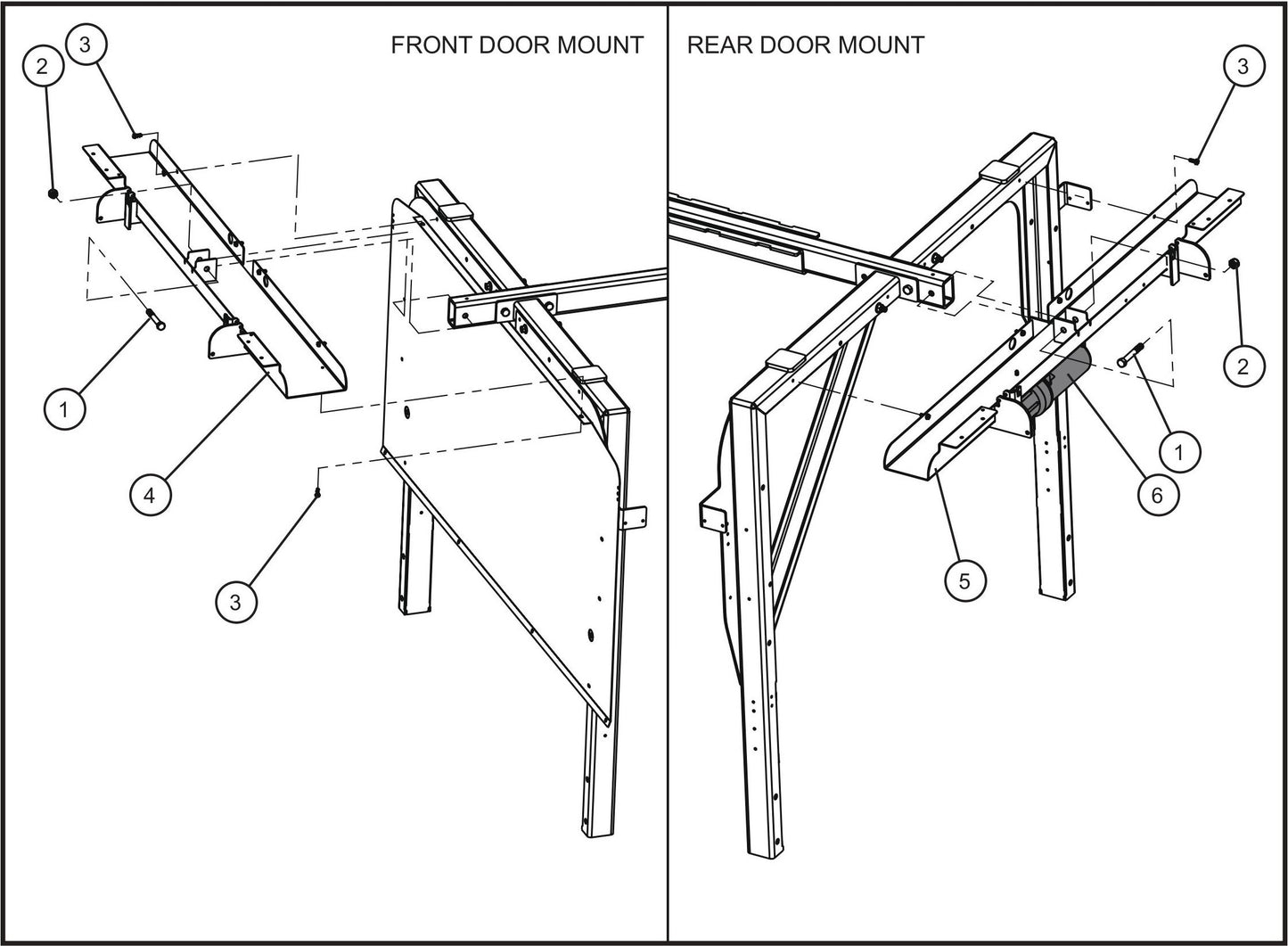 Front and Rear Door Mounts with Manual Canister Assembly Parts for Maxi-Heat 1MBTU (36-000001 to 36-999999) by Allmand