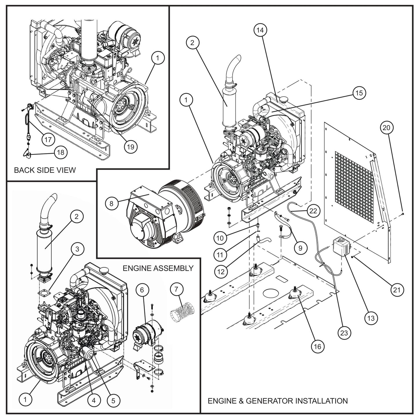 Isuzu T4F 3CE1 Engine and Generator (1 of 2) Assembly Parts for MAXI-HEAT MH-1000 (0001MXH12 and UP) by Allmand