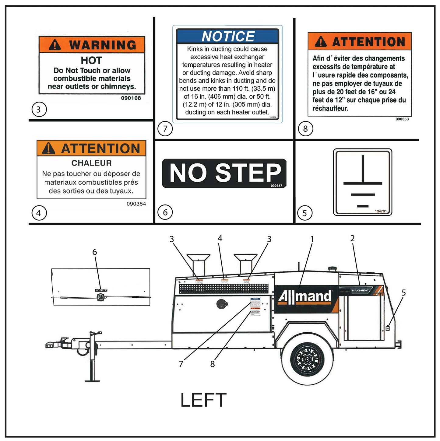 Maxi-Heat Decals (2 of 8) Assembly Parts for MAXI-HEAT MH-1000 (0001MXH12 and UP) by Allmand