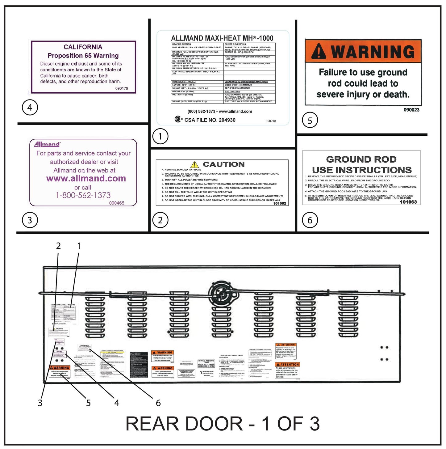 Maxi-Heat Decals (6 of 8) Assembly Parts for MAXI-HEAT MH-1000 (0001MXH12 and UP) by Allmand